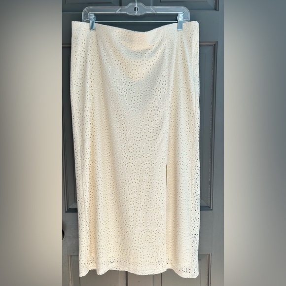 a new day Dresses & Skirts - Cream Eyelet Midi Skirt